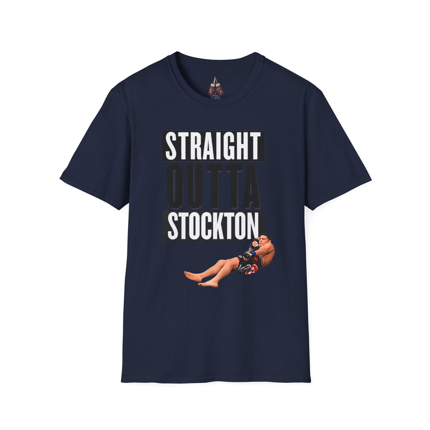 Straight Outta Stockton Unisex Softstyle T-Shirt, Show your unwavering support for Nick Diaz with this premium quality shirt - Kings Origin Apparel