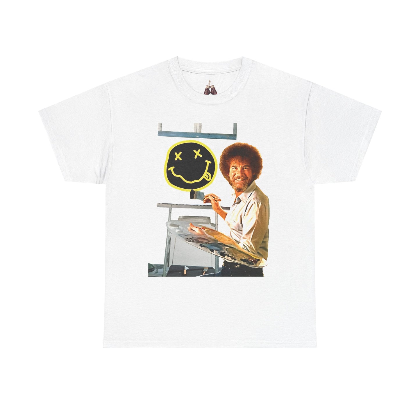 Bob Ross x Nirvana Everything Happy- Unisex Heavyweight Cotton Tee - Kings Origin Apparel