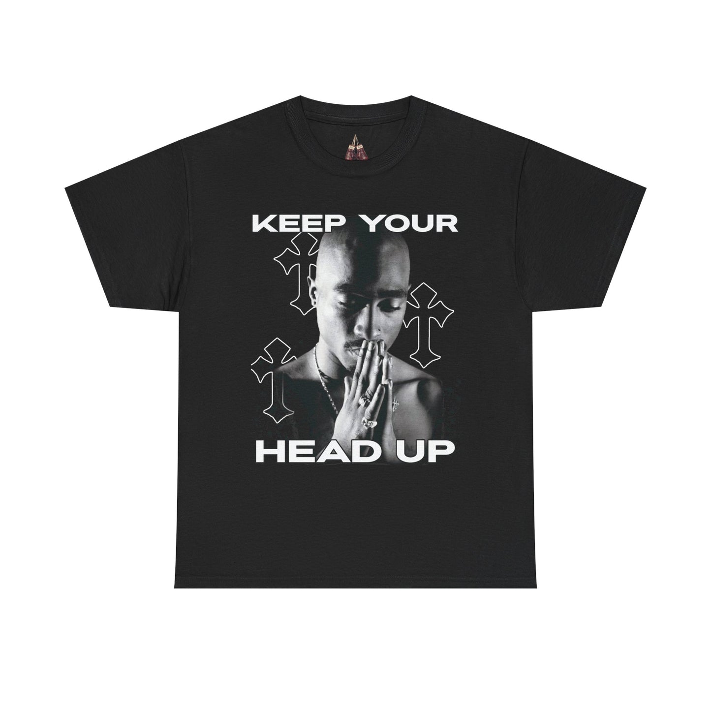 Tupac Hip Hop Shirt Unisex Heavy Cotton Tee - "Keep Your Head Up" T-Shirt for Motivation & Inspiration, Perfect Gift for Music Lovers, Streetwear, - Kings Origin Apparel