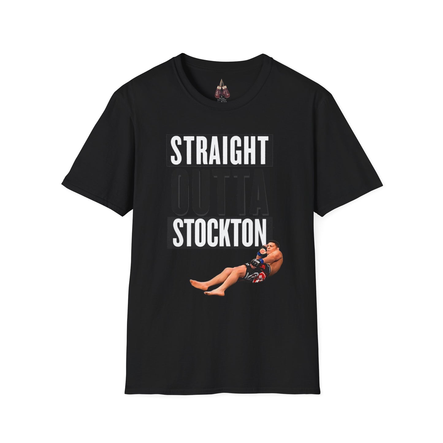 Straight Outta Stockton Unisex Softstyle T-Shirt, Show your unwavering support for Nick Diaz with this premium quality shirt - Kings Origin Apparel