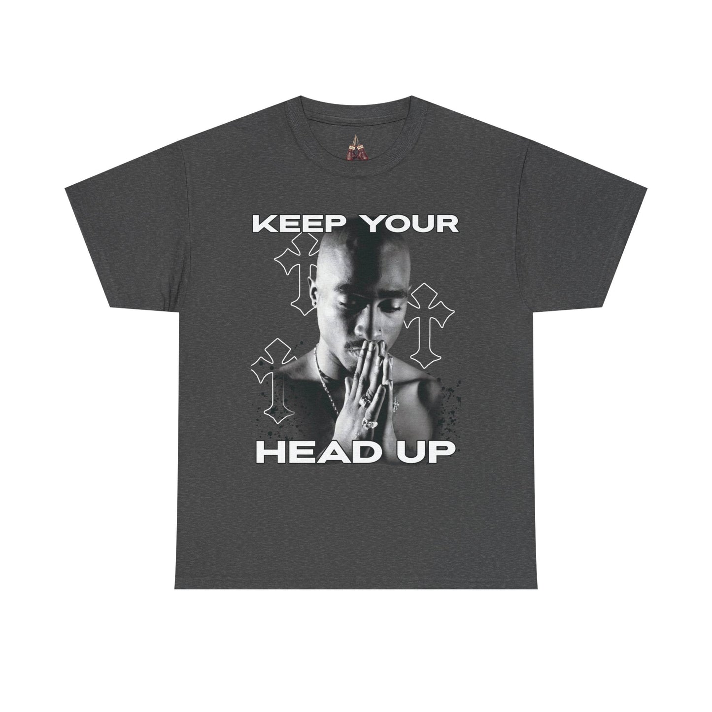 Tupac Hip Hop Shirt Unisex Heavy Cotton Tee - "Keep Your Head Up" T-Shirt for Motivation & Inspiration, Perfect Gift for Music Lovers, Streetwear, - Kings Origin Apparel