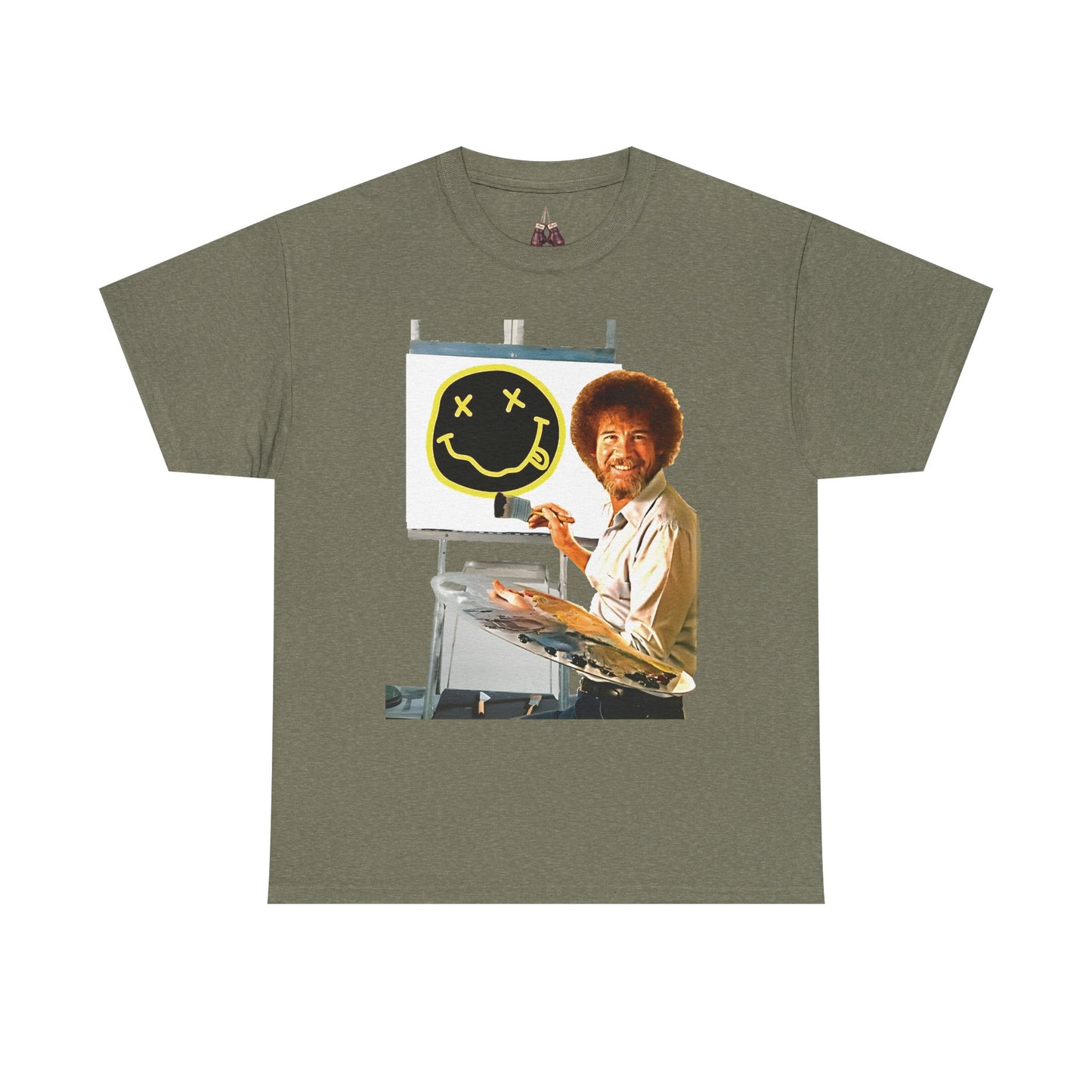 Bob Ross x Nirvana Everything Happy- Unisex Heavyweight Cotton Tee - Kings Origin Apparel