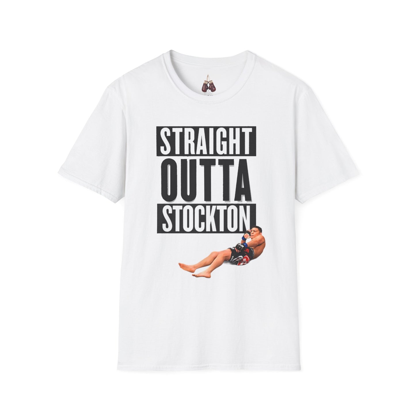 Straight Outta Stockton Unisex Softstyle T-Shirt, Show your unwavering support for Nick Diaz with this premium quality shirt - Kings Origin Apparel