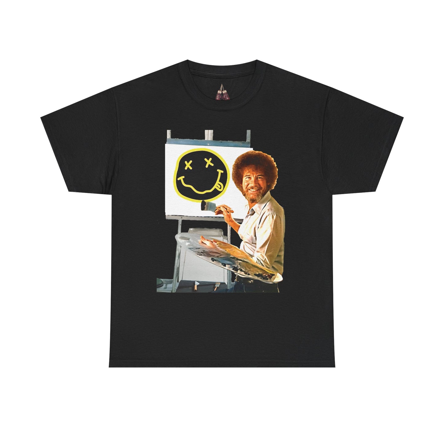 Bob Ross x Nirvana Everything Happy- Unisex Heavyweight Cotton Tee - Kings Origin Apparel
