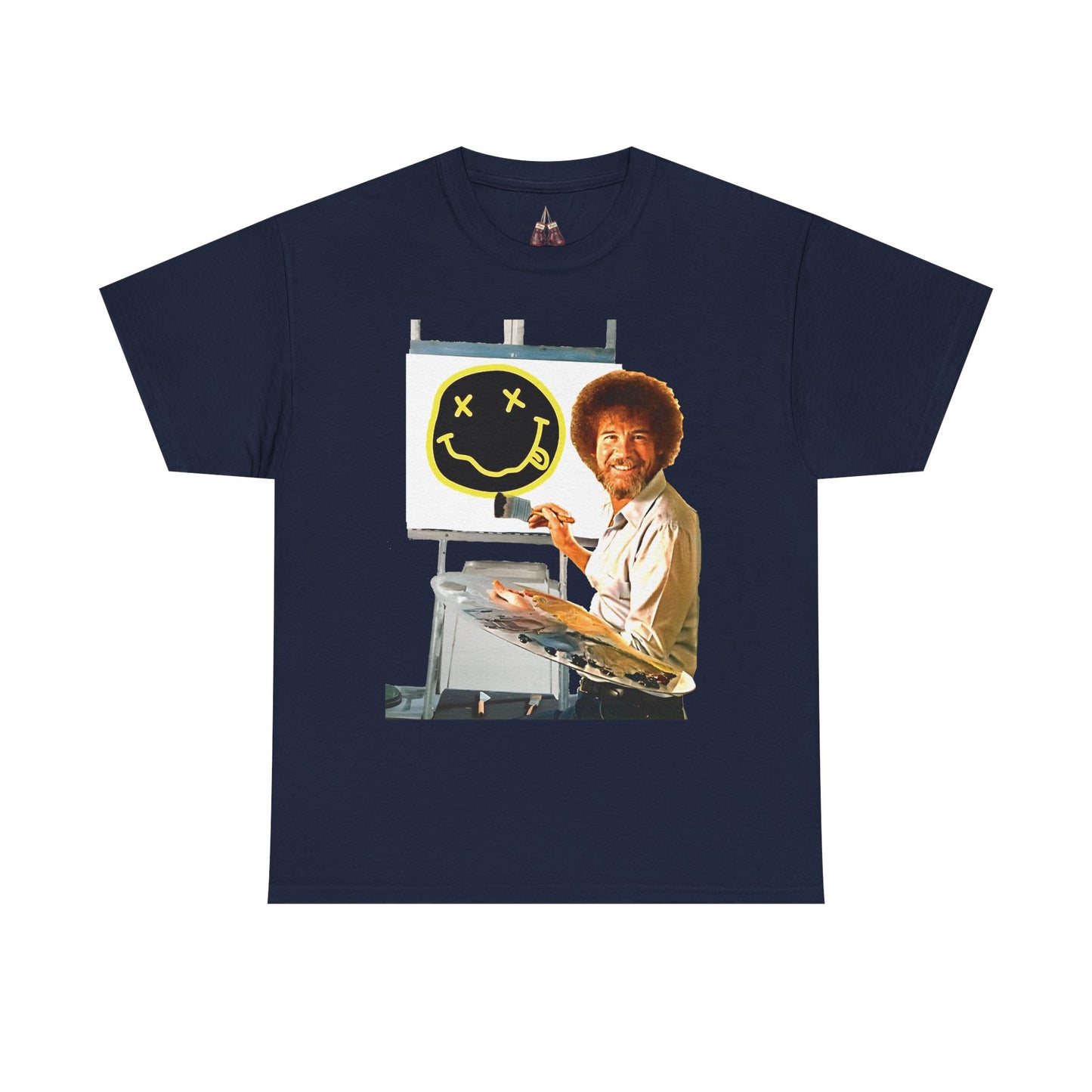 Bob Ross x Nirvana Everything Happy- Unisex Heavyweight Cotton Tee - Kings Origin Apparel