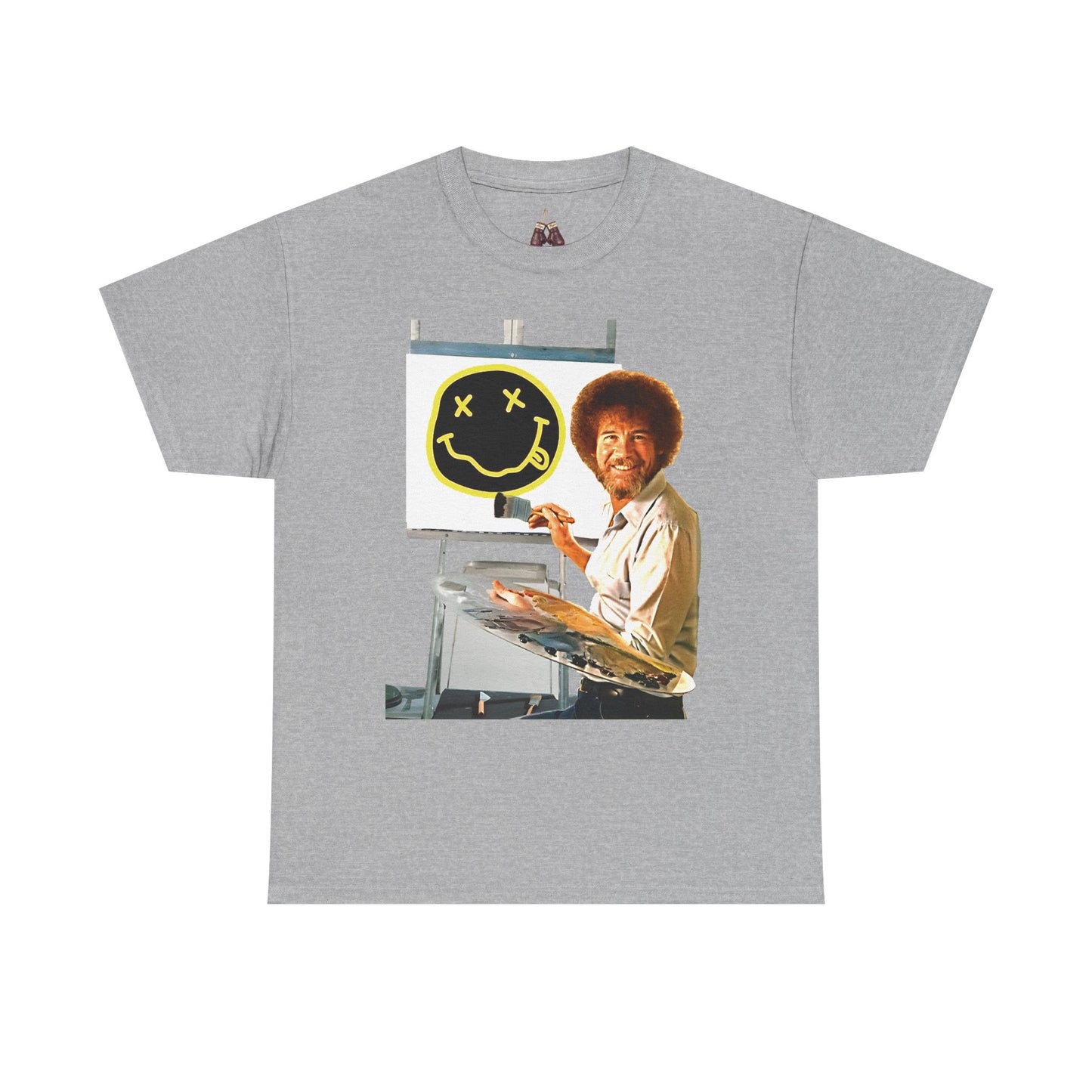 Bob Ross x Nirvana Everything Happy- Unisex Heavyweight Cotton Tee - Kings Origin Apparel