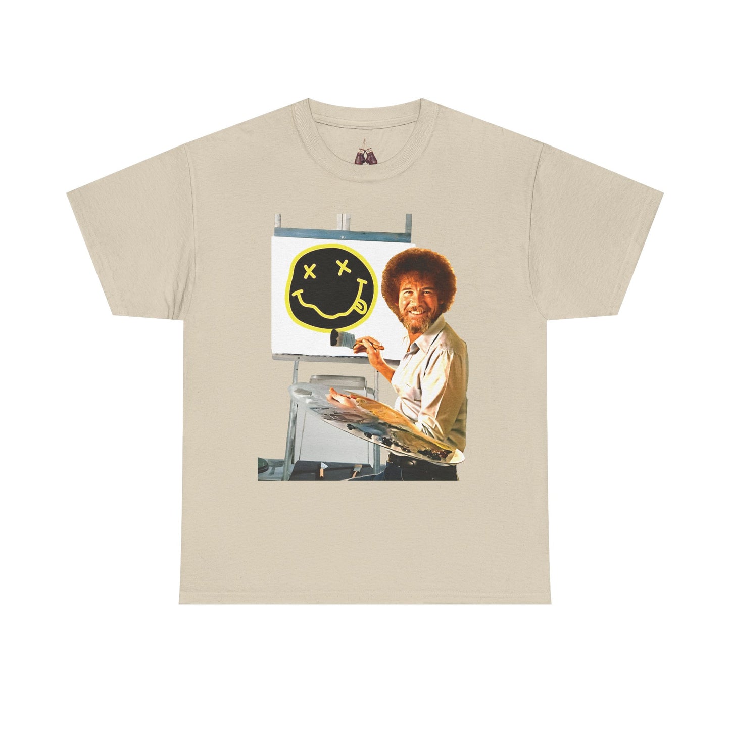 Bob Ross x Nirvana Everything Happy- Unisex Heavyweight Cotton Tee - Kings Origin Apparel