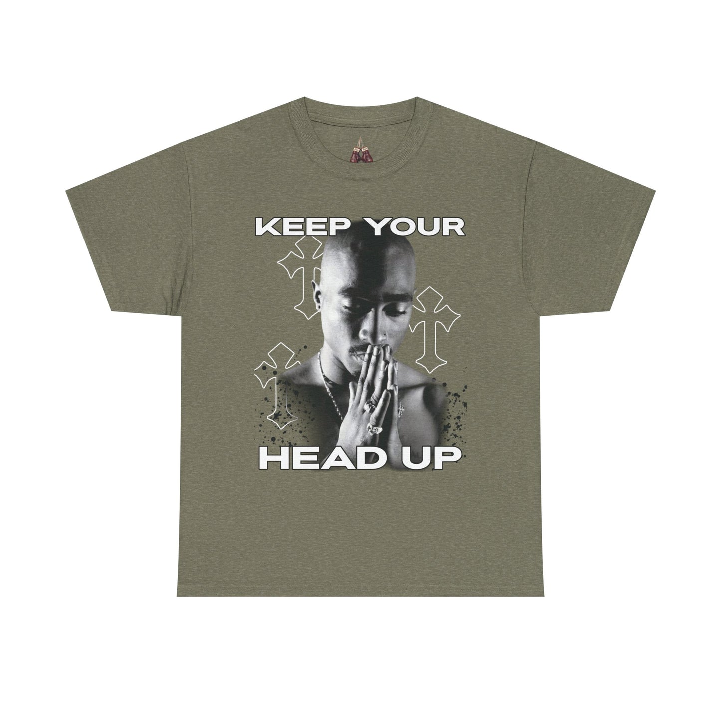 Tupac Hip Hop Shirt Unisex Heavy Cotton Tee - "Keep Your Head Up" T-Shirt for Motivation & Inspiration, Perfect Gift for Music Lovers, Streetwear, - Kings Origin Apparel