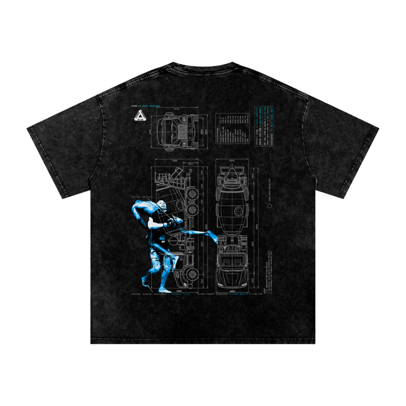 Ricky Simon Snow Washed Oversized Cotton Fight T-Shirt