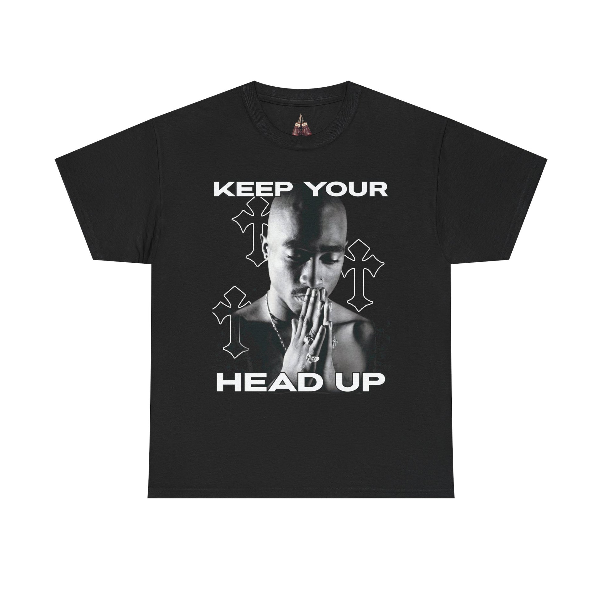 Tupac Hip Hop Shirt Unisex Heavy Cotton Tee - "Keep Your Head Up" T-Shirt for Motivation & Inspiration, Perfect Gift for Music Lovers, Streetwear, - Kings Origin Apparel