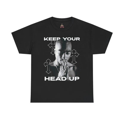 Tupac Hip Hop Shirt Unisex Heavy Cotton Tee - "Keep Your Head Up" T-Shirt for Motivation & Inspiration, Perfect Gift for Music Lovers, Streetwear, - Kings Origin Apparel
