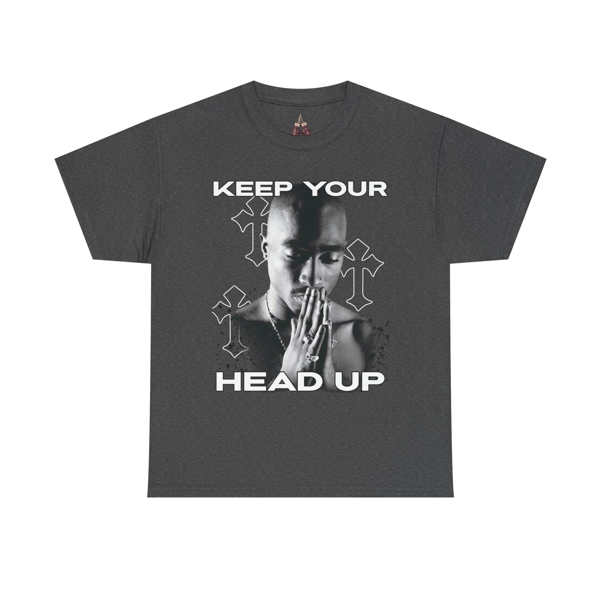 Tupac Hip Hop Shirt Unisex Heavy Cotton Tee - "Keep Your Head Up" T-Shirt for Motivation & Inspiration, Perfect Gift for Music Lovers, Streetwear, - Kings Origin Apparel