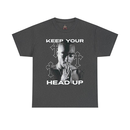 Tupac Hip Hop Shirt Unisex Heavy Cotton Tee - "Keep Your Head Up" T-Shirt for Motivation & Inspiration, Perfect Gift for Music Lovers, Streetwear, - Kings Origin Apparel