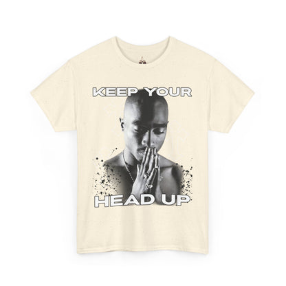 Tupac Hip Hop Shirt Unisex Heavy Cotton Tee - "Keep Your Head Up" T-Shirt for Motivation & Inspiration, Perfect Gift for Music Lovers, Streetwear, - Kings Origin Apparel
