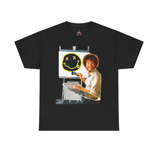 Bob Ross x Nirvana Everything Happy- Unisex Heavyweight Cotton Tee