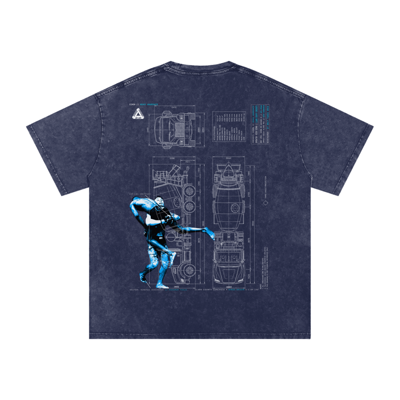 Ricky Simon Snow Washed Oversized Cotton Fight T-Shirt