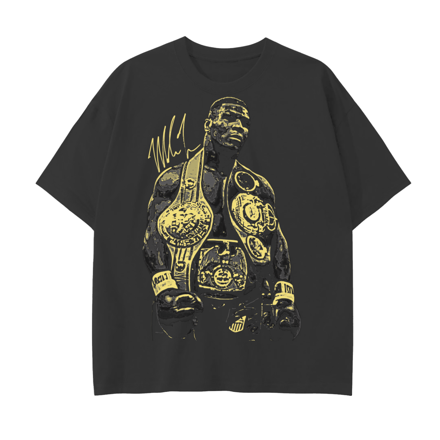Mike Tyson Gold Drop Shoulder Cotton T-Shirt - Kings Origin Apparel