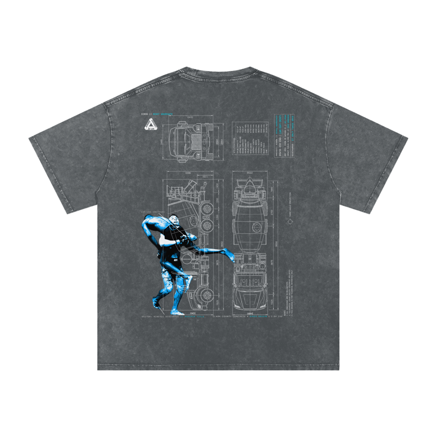 Ricky Simon Snow Washed Oversized Cotton Fight T-Shirt