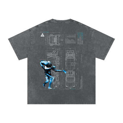 Ricky Simon Snow Washed Oversized Cotton Fight T-Shirt