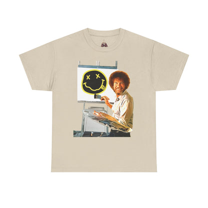 Bob Ross x Nirvana Everything Happy- Unisex Heavyweight Cotton Tee