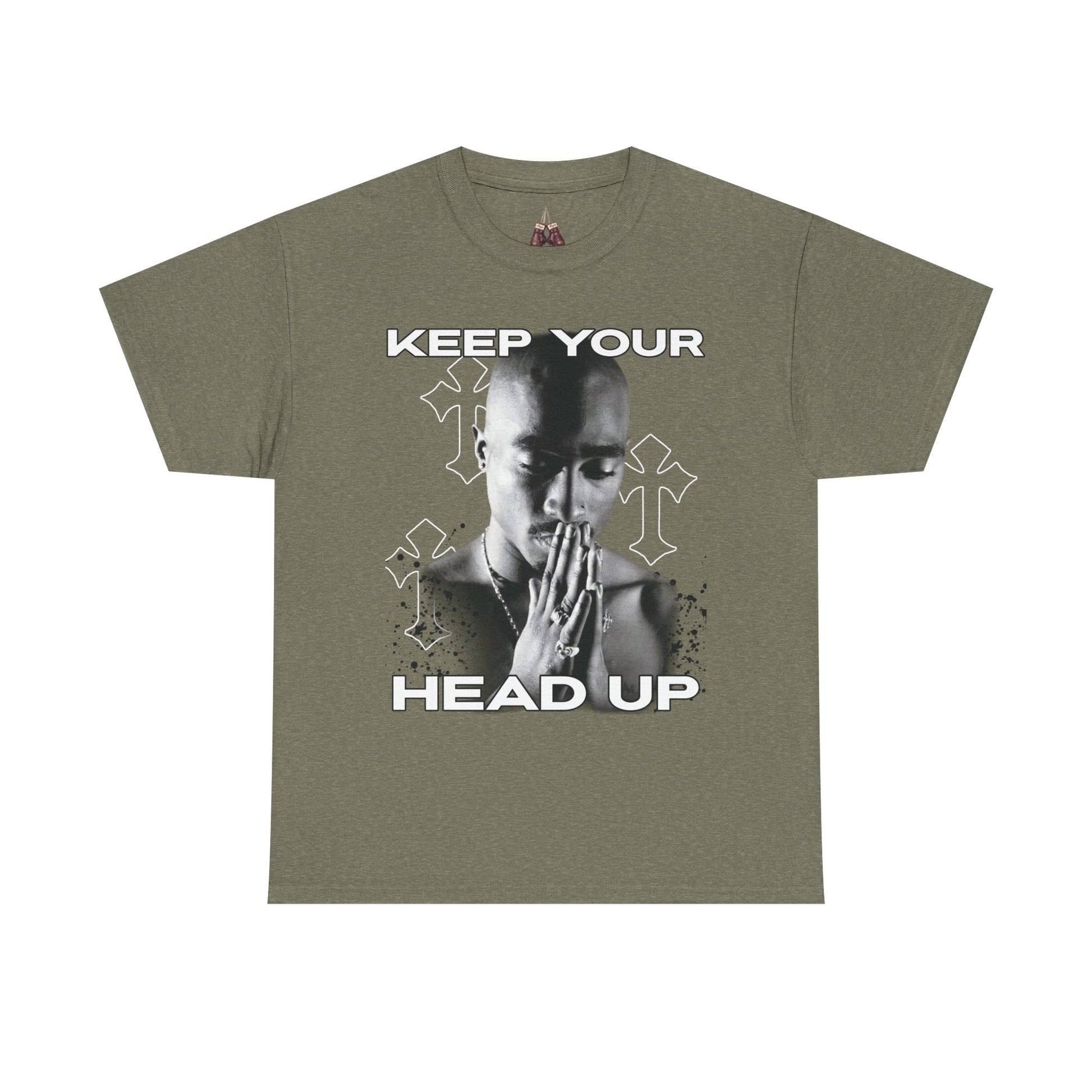 Tupac Hip Hop Shirt Unisex Heavy Cotton Tee - "Keep Your Head Up" T-Shirt for Motivation & Inspiration, Perfect Gift for Music Lovers, Streetwear, - Kings Origin Apparel