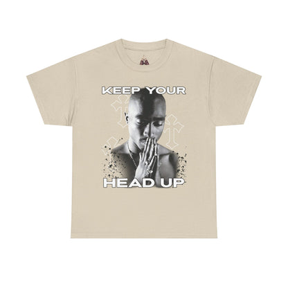 Tupac Hip Hop Shirt Unisex Heavy Cotton Tee - "Keep Your Head Up" T-Shirt for Motivation & Inspiration, Perfect Gift for Music Lovers, Streetwear, - Kings Origin Apparel