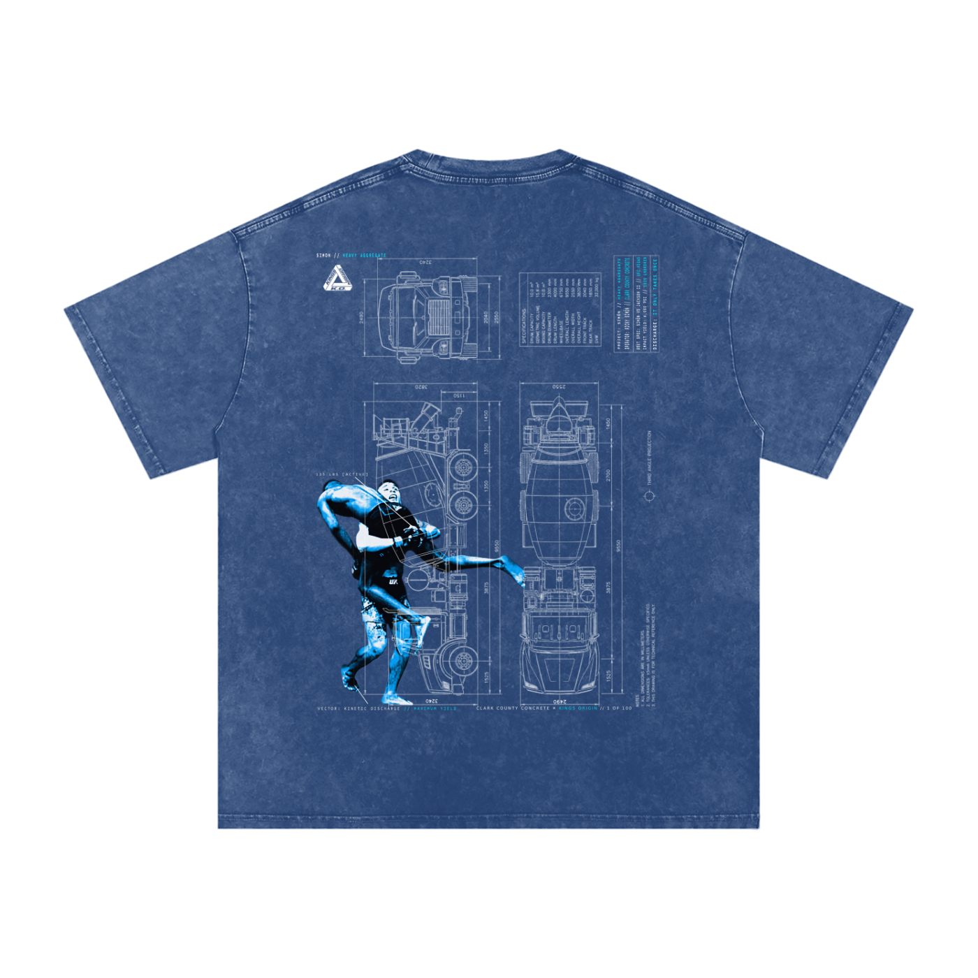 Ricky Simon Snow Washed Oversized Cotton Fight T-Shirt