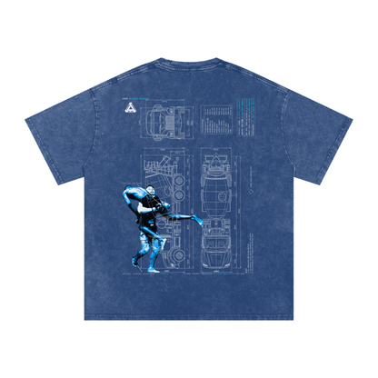 Ricky Simon Snow Washed Oversized Cotton Fight T-Shirt