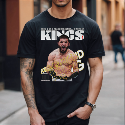 Islam Makhachev Graphic Tee, UFC Fan Shirt, Unisex Heavyweight Cotton Top - Kings Origin Apparel