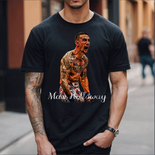Max Holloway Graphic Tee for UFC Fans, Unisex Heavy Cotton Tee, Workout Shirt, Gym Apparel, Sports Gift, Performance Wear - Kings Origin Apparel
