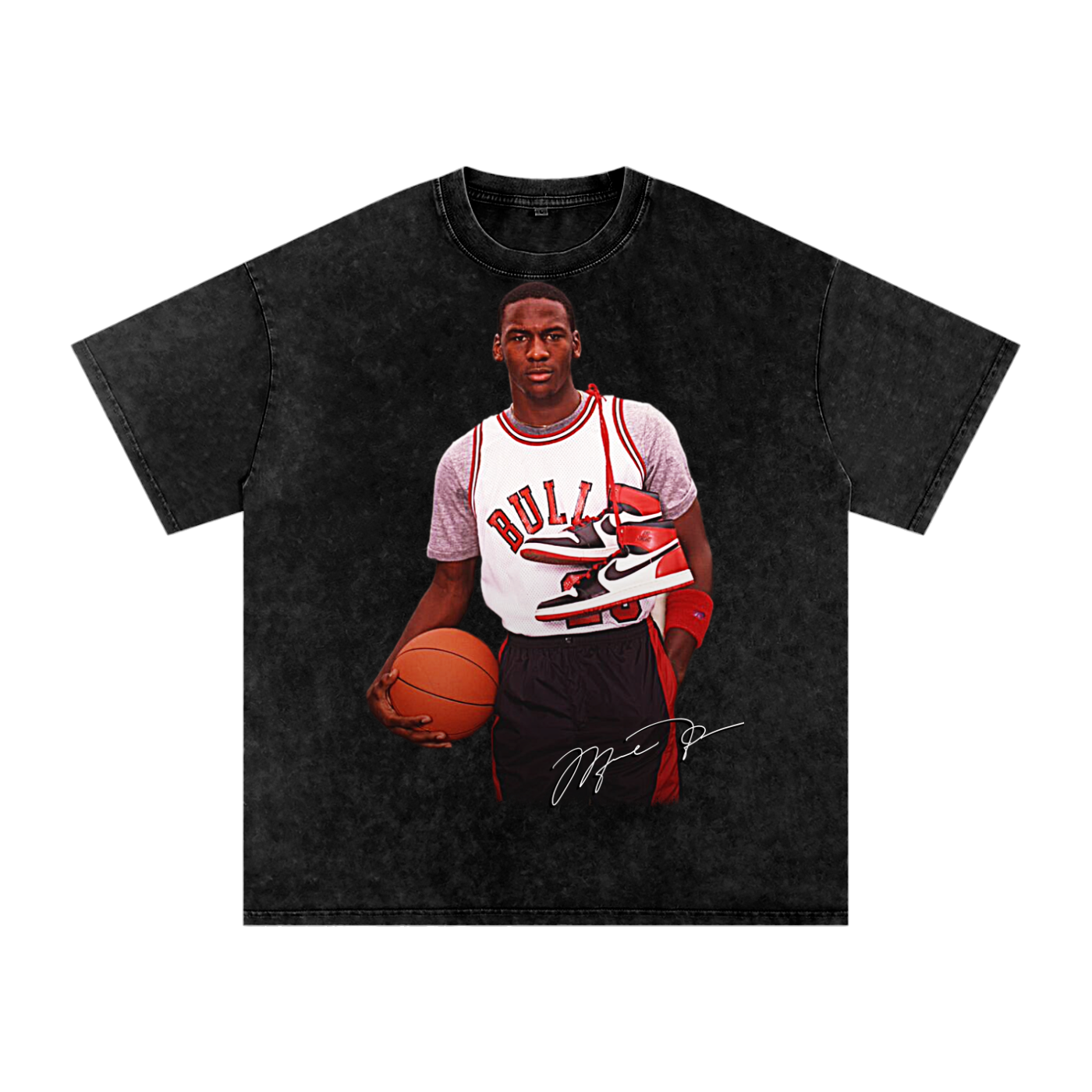 "Michael Jordan Air Jordan 1 Chicago colorway shirt vintage mineral wash Bulls rookie year oversized tee"